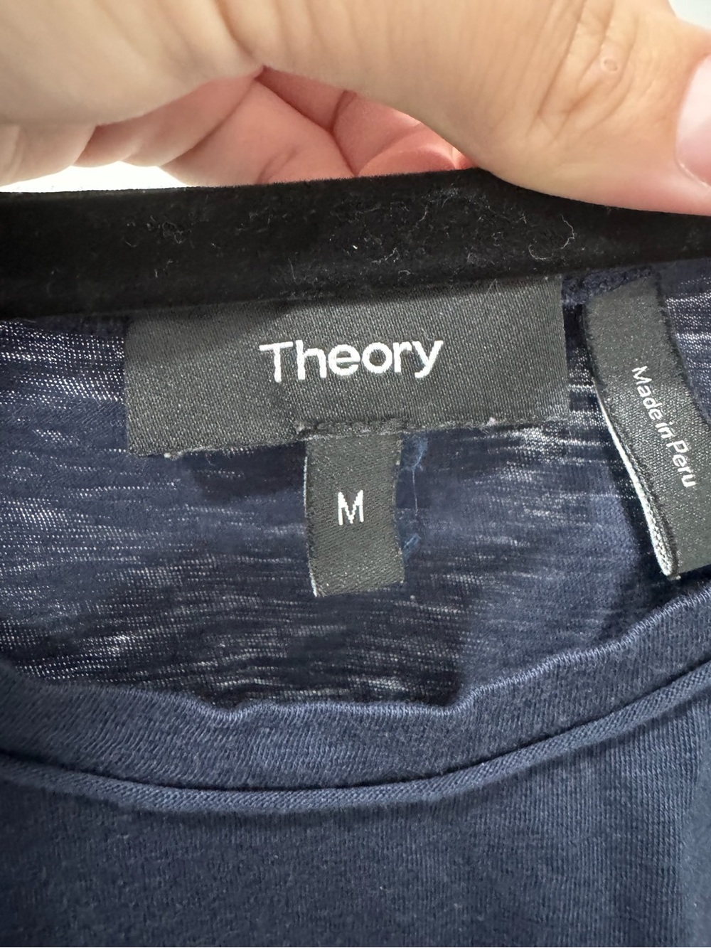 Theory Sorena Slub Pima Cotton Navy Blue Sleeveless Tank Top Medium - Picture 2 of 7